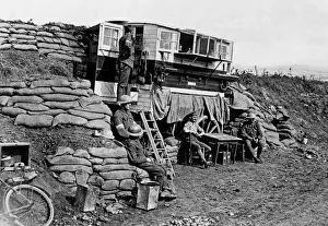 Sandbags Prints: Pigeon loft on Western Front, France, WW1