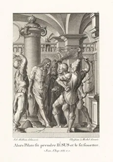 Pilate orders Jesus Christ to be flogged by several guards