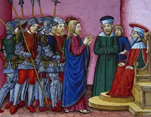Christopher Prints: Pilate Questions Jesus. Miniature by Cristoforo de Predis