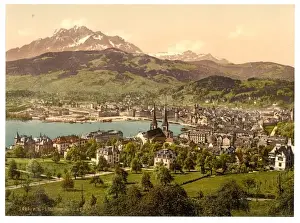 Pilatus and Lucerne, seen from Drei Linden, Lucerne, Switzer