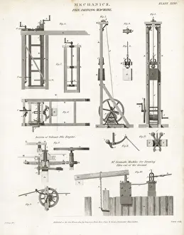 Sciences Prints: Pile-driving and drawing machinery