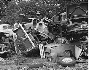 Junk Collection: Pile of old cars in a junk yard