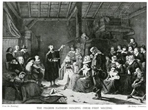Images Dated 14th December 2018: Pilgrim Fathers First Meeting 1621
