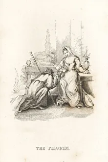 Andrews Prints: The pilgrim handed a letter by the skeleton of Death