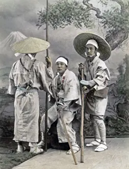Pilgrims to Mount Fuiji, japan 1880s. Date: 1880s