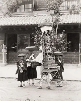 Pilgrims with portable altar, Japan