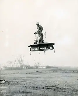 Pilot Phil Johnston flying the Hiller VZ-1 Flying Platform