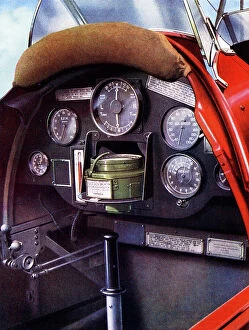 Controls Collection: Pilot's cockpit in a Tiger Moth aircraft