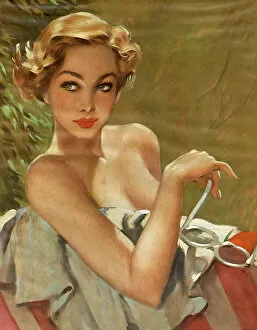 Wright Gallery: Pin-up calendar girl by David Wright, 1955
