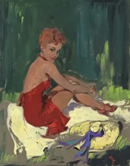 Sun Bathing Prints: Pin-up sunbathing by David Wright