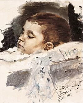 Oils Collection: PINAZO CAMARLENCH, Ignacio (1849-1916). Child Death
