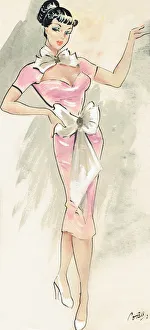Images Dated 16th March 2018: Pink Cocktail Dress Girl - Murrays Cabaret Club Costume