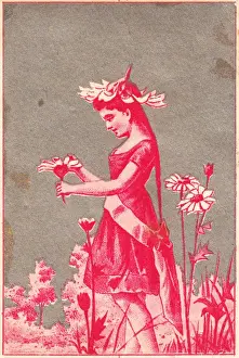 Upturned Prints: Pink fairy with daisies on a greetings card