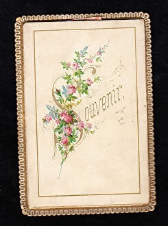 Images Dated 15th May 2018: Pink flowers on a Souvenir greetings card