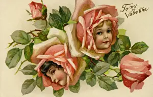 Valentine Prints: Pink Rose flower faces