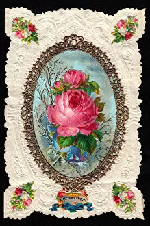Affections Gallery: Pink roses on a romantic greetings card