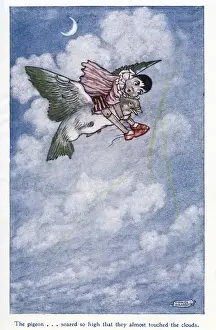 Pinocchio Prints: Pinocchio -- flying on the back of a pigeon