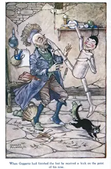 Shock Prints: Pinocchio -- kicking Geppetto on the nose