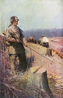 Images Dated 6th December 2016: Pioneer settlers ploughing under guard