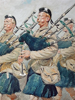 Images Dated 29th January 2008: Pipers of the 1 / 9th (Glasgow Highlanders)