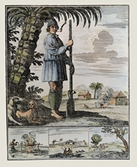Antilles Collection: Pirate. Engraving. Figure of a buccaneer or corsair