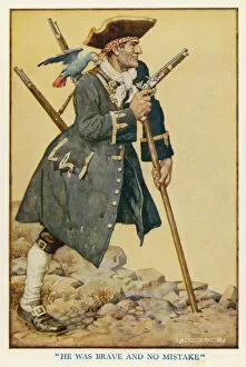 Crutch Gallery: Pirate Long John Silver with his parrot on his shoulder