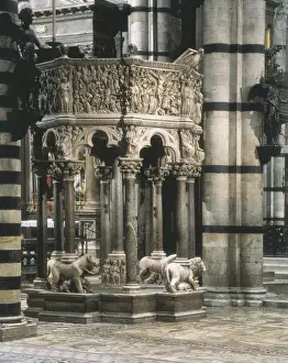Tuscans Prints: PISANO, Nicola (1220-1278). Pulpit. 1266-1268