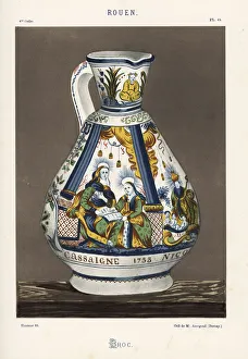 Pitcher Collection: Pitcher or ewer from Rouen, France, early 18th century