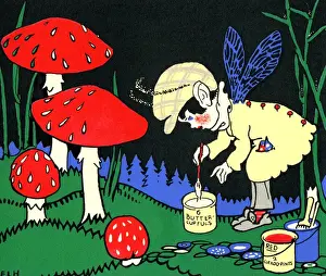 Toadstool Prints: Pixie painting toadstools