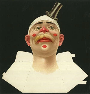 Cutout Collection: Place card, clown with painted face and top hat