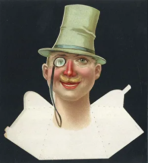 Place card, man with green top hat and monocle