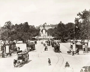 Conveyance Gallery: Place Carnot, Lyon, France, trams and horse-drawn traffic
