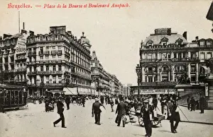Pedestrians Prints: Place de la Bourse, Boulevard Anspach, Brussels, Belgium