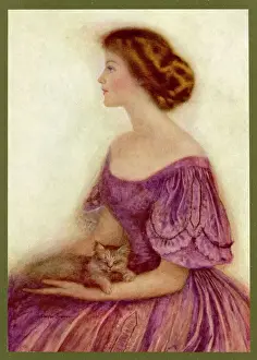 Placid Girl with Cat