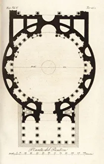 Images Dated 28th January 2020: Plan of the ancient Roman temple, the Pantheon, Rome