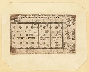 Crypt Prints: Plan of the crypt in St. Paul's Cathedral, London, 18th century