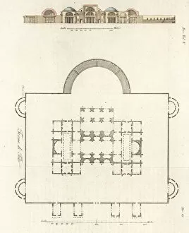 Palatine Gallery: Plan and elevation of the Baths of Titus, Rome