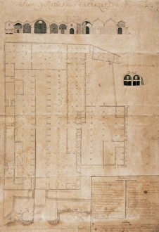 Shipyard Gallery: Plan and elevation of the building of the shipyards of Barce