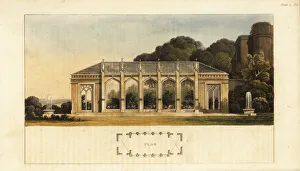 Images Dated 10th June 2019: Plan and elevation of a Gothic conservatory