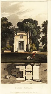 Images Dated 10th June 2019: Plan and elevation for a Gothic cottage