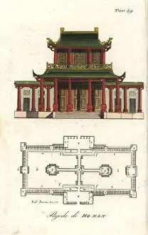 Nation Prints: Plan and elevation of Honang pagoda, Canton, China