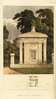 Images Dated 10th June 2019: Plan and elevation for a Park Lodge and Entrance