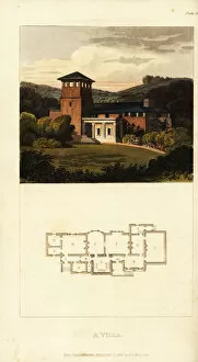 Images Dated 11th June 2019: Plan and elevation of a Regency artists villa