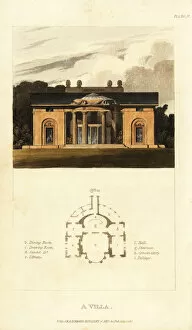 Images Dated 11th June 2019: Plan and elevation of a Regency neoclassical villa