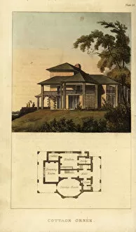 Superstructure Collection: Plan and elevation of a Regency ornate cottage