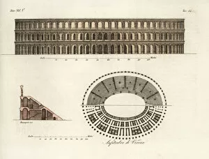 Arena Gallery: Plan and elevation of the Verona Arena, built in AD30