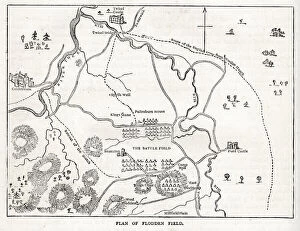 Northumberland Gallery: Plan of Flodden Field, Battle of Flodden, Northumberland, between England and Scotland