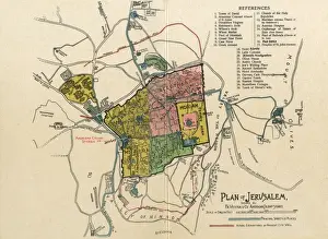 Locations Prints: The Plan of Jerusalem. Town map layout