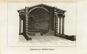 Alcove Prints: Plan and section of an ancient Roman temple