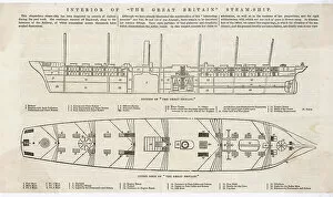 1845 Collection: Plan of ship SS Great Britain
